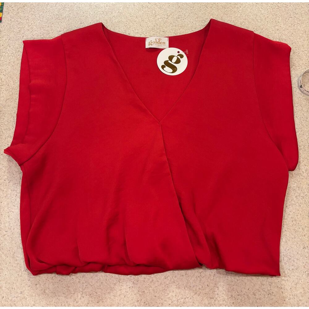 Golden by Goldie Boutique Red Satin Blouse